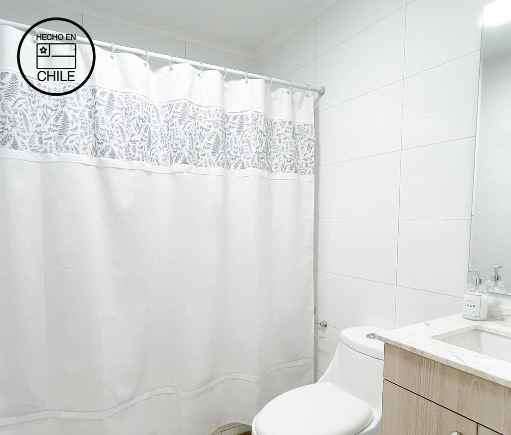 Cortina De Baño Helechos Gris 180x180
